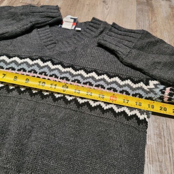 Vintage Its Our Time Medium Juniors Long Sleeves Stripe Knit Sweater Gray - Picture 7 of 7